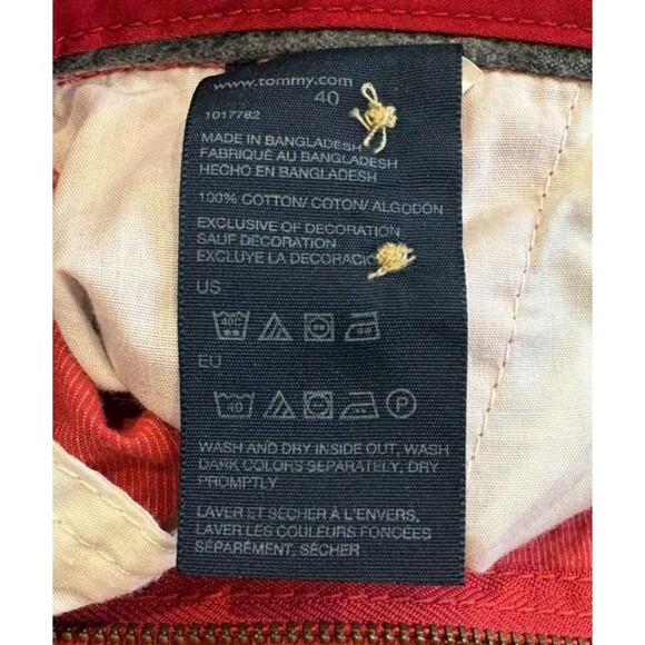 TOMMY HILFIGER Shorts Men's Size 40 Red Chino Regular Casual Flat Front Cotton - Picture 3 of 8